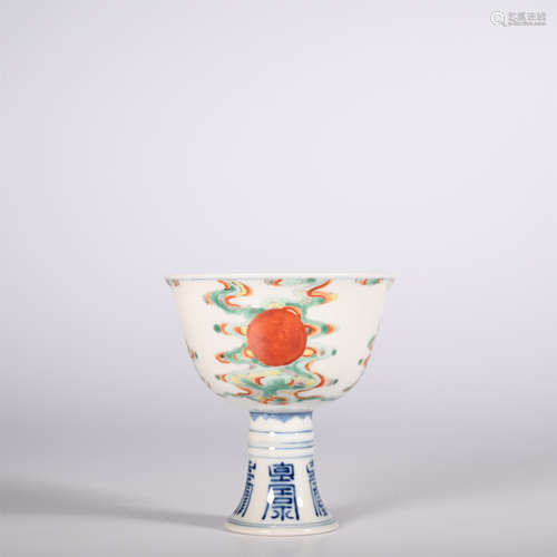 Qing yongzheng famille rose blue and white goblet