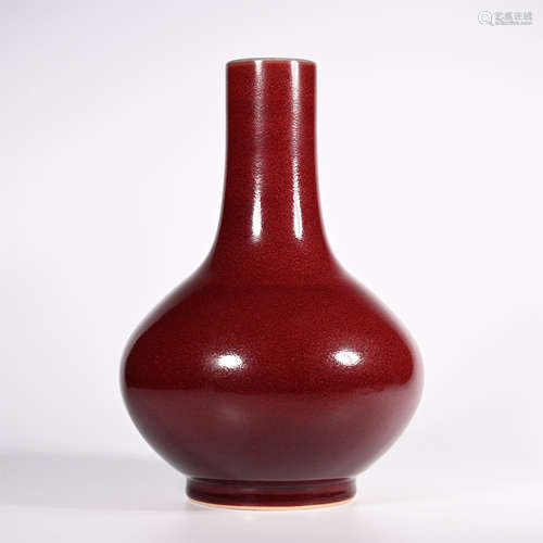 Qing Dynasty Qianlong Red Glazed Water Chestnut Vase