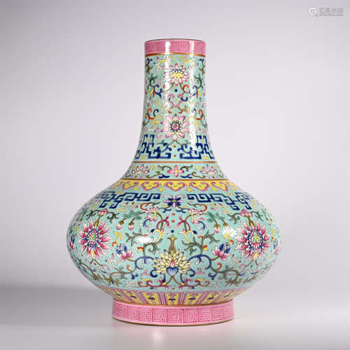 Qing Dynasty Qianlong famille rose flower water chestnut vase