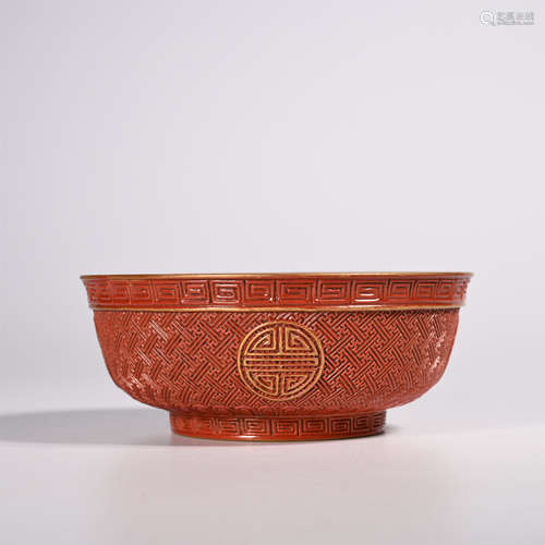 Qing Dynasty Qianlong  Imitation lacquer ware and gold pier bowl