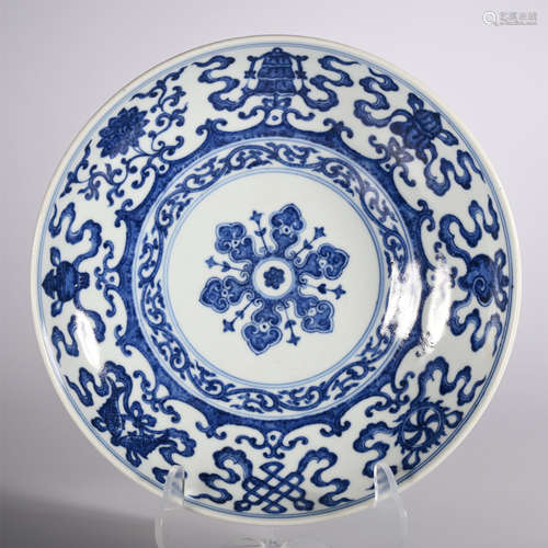 A blue and white bowl with sea water pattern, Qianlong period, Qing Dynasty