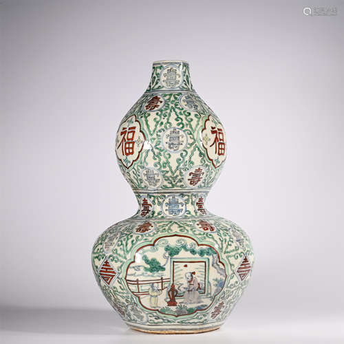 Ming Jiajing famille rose gourd bottle