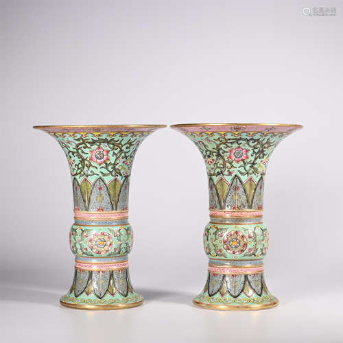 Qing Dynasty Qianlong Famille Rose Flower Goblets