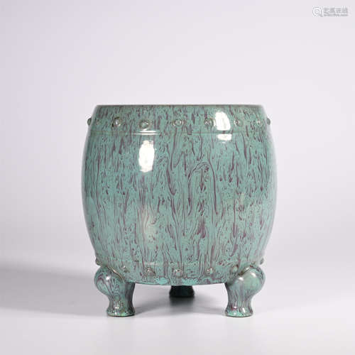 Qing kiln glazed three-legged furnace