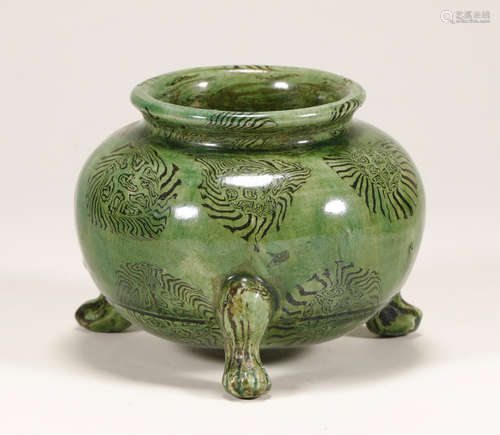 Tang Dynasty - Glaze Tripod Censer