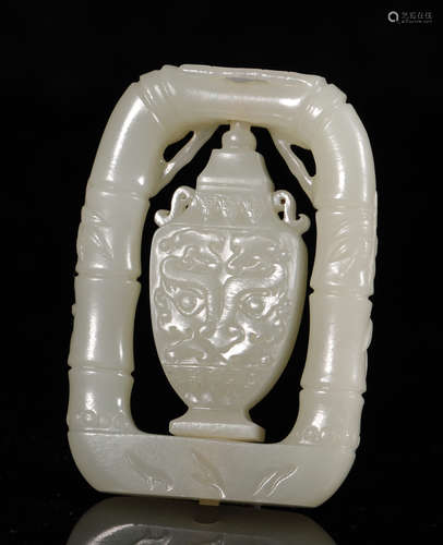 Qing Dynasty - Hetian Jade Vase Shape Plaque