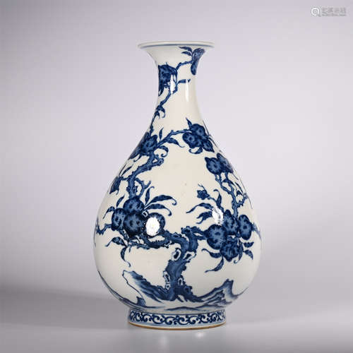 Qing a blue and white jade pot spring vase with entwined branches and flowers