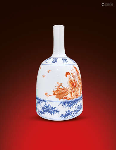 清青花矾红寿仙瓶