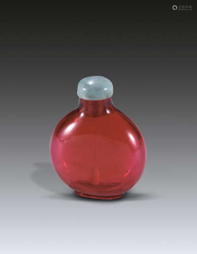 18世纪粉红色琉璃鼻烟壶