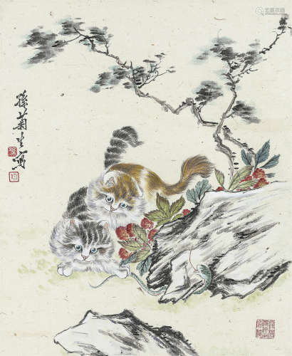 孙菊生（1913-2018） 猫趣图
