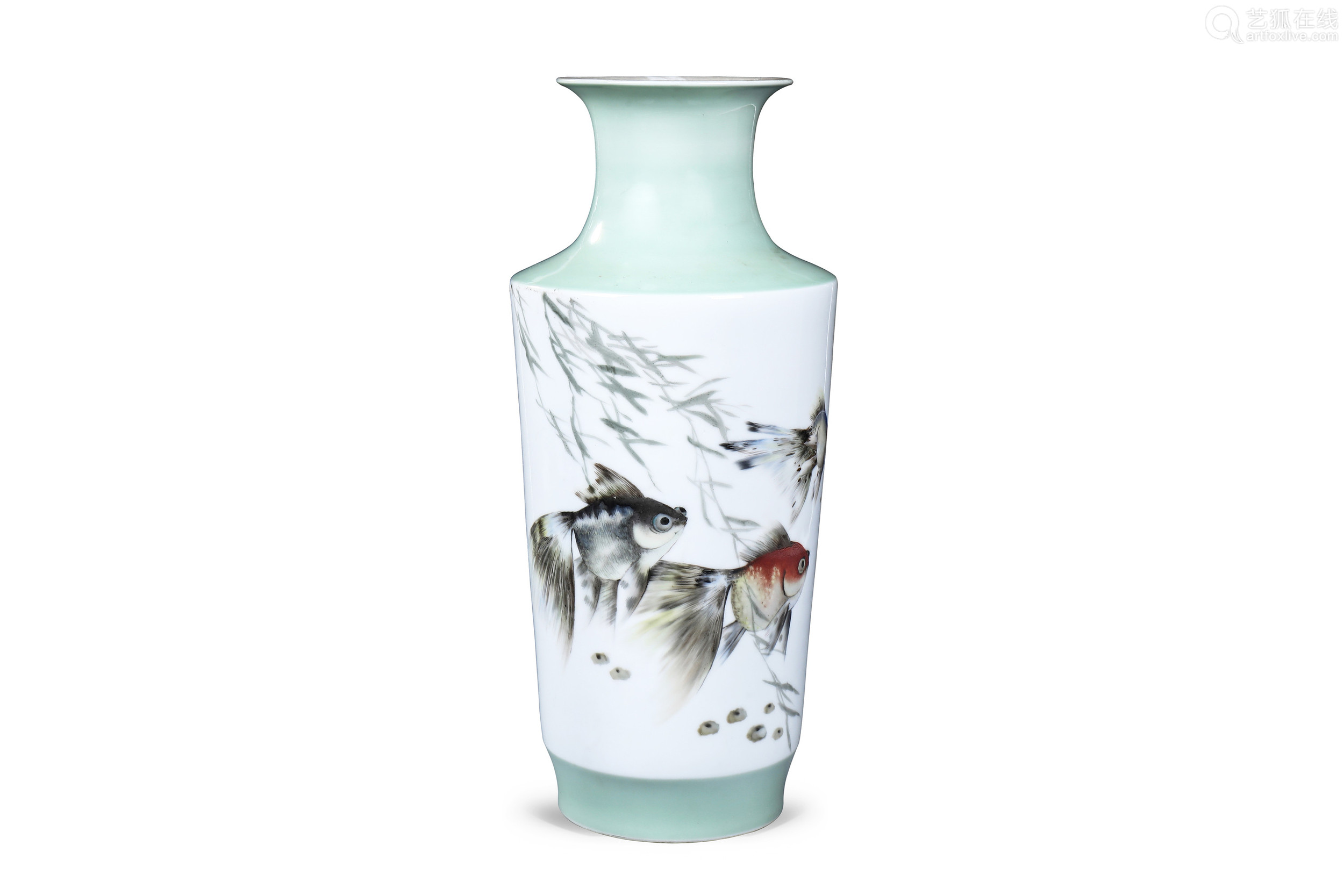 刘书仁粉彩金鱼纹花瓶 附证书 Deal Price Picture 刘书仁粉彩金鱼纹花瓶 附证书 Deal Price Picture