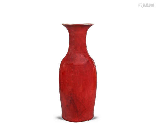 ★清中期 红釉瓶
