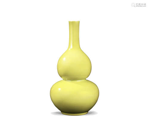 民国 黄釉葫芦瓶