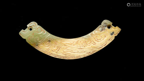 ARCHAIC JADE CARVED DISC ORNAMENT, HUANG