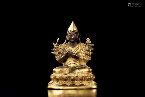 GILT BRONZE CAST 'JE TSONGKHAPA' SEATED FIGURE