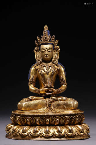 GILT BRONZE CAST 'AMITABHA' SEATED FIGURE