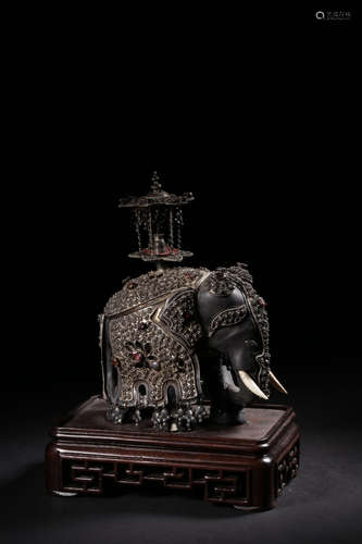 SILVER CAST AND ORNATE 'ELEPHANT' FIGURE