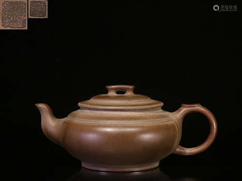 YIXING ZISHA COMPRESSED ROUND TEAPOT