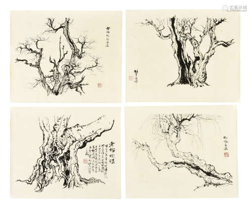 LI XIONGCAI: SET OF FOUR INK ON PAPER SKETCHES