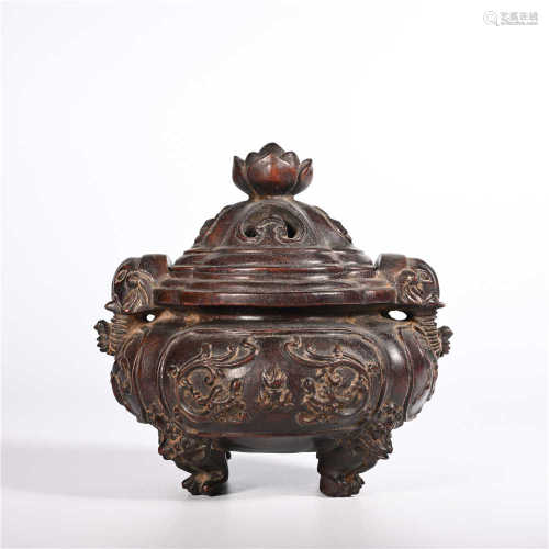 Red sandalwood incense burner in Qing Dynasty