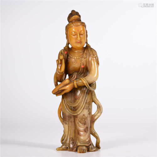 Sitting statue of Shoushan Stone Avalokitesvara in Qing Dynasty