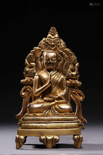 GILT BRONZE CAST 'BHAISAJYAGURU' SEATED FIGURE