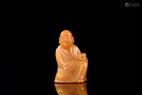 TIANHUANG SOAPSTONE CARVED 'ARHAT' FIGURE