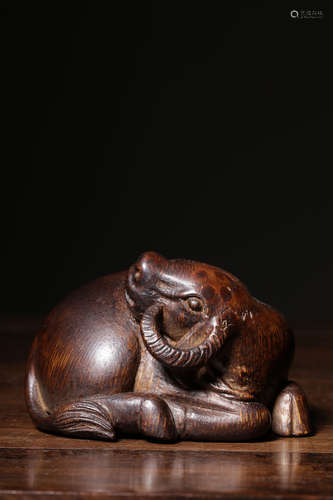 BAMBOO CARVED 'WATER BUFFALO' RECUMBENT FIGURE