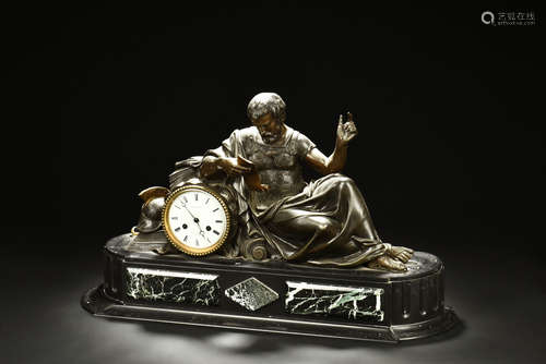 WESTERN BRONZE CAST 'WARRIOR' CLOCK