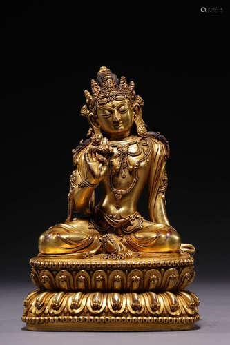 GILT BRONZE CAST 'AVALOKITESHVARA' SEATED FIGURE