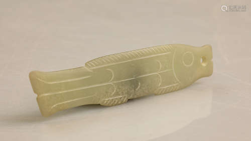 ARCHAIC JADE CARVED 'FISH' ORNAMENT