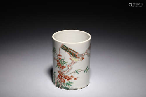 JING AN: FAMILLE ROSE BRUSH POT