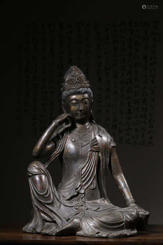 BRONZE CAST 'GUANYIN' SEATED FIGURE