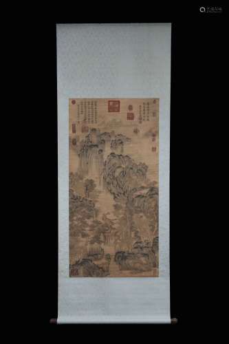 WEN ZHENGMING: INK AND COLOR ON PAPER PAINTING 'LANDSCAPE SCENERY'