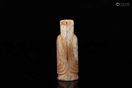 HETIAN WHITE JADE CARVED 'ELDER' ORNAMENT