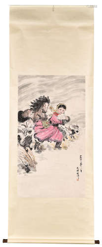 FANG ZENGXIAN: INK AND COLOR ON SILK 'CULTURAL REVOLUTION' PAINTING