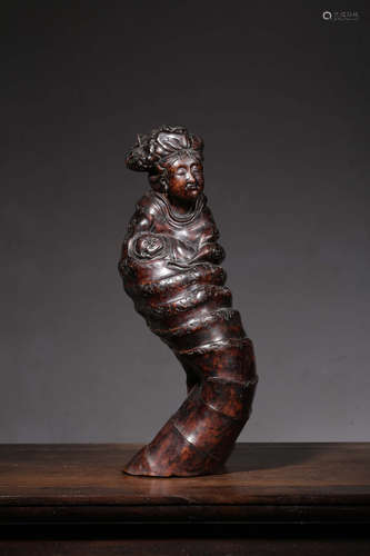 NATURAL BAMBOO CARVED 'LADY' FIGURE