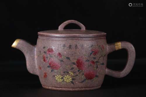 A Zisha Teapot Decorated With Gilt Bronze