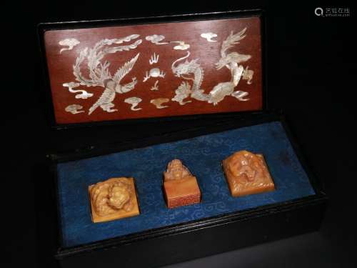 Set Of Tianhuang Stone Beast Carved Seals