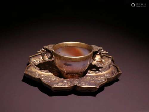 An Agate Gilt Silver Cup