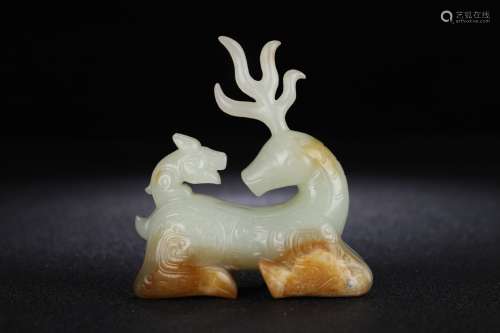 A Hetian Jade Beast Carved Ornament