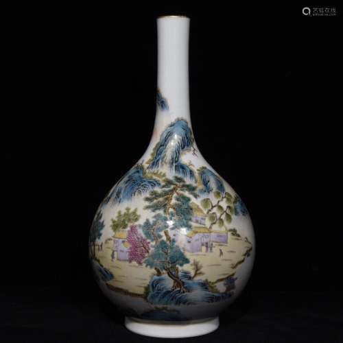 A Porcelain Famille Rose Landscape Pattern Vase