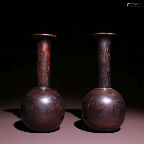 Pair Of Rosewood Vases