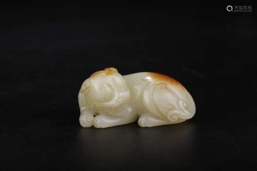 A Hetian Jade Beast Carved Handpiece