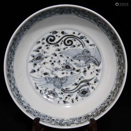 A Porcelain Blue&White Phoneix Plate