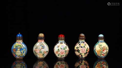 Set Of Enameled Snoof Bottles