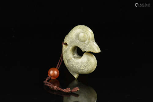 CARVED JADE 'PIG DRAGON' PENDANT