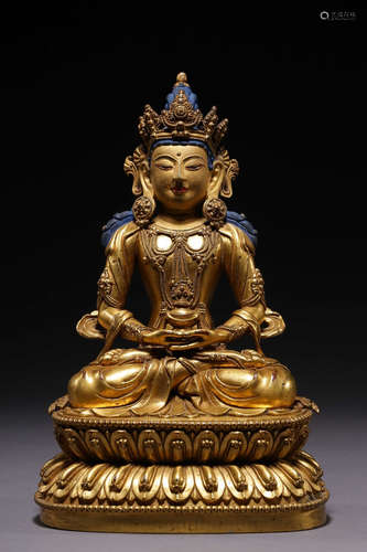 GILT BRONZE CAST 'AMITABHA' SEATED FIGURE