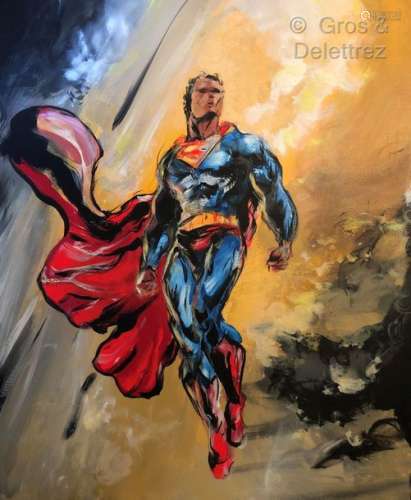 BABOU (né en 1979) Superman Acrylique sur toile …