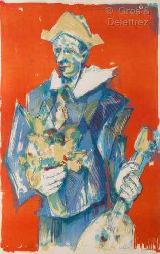 Bernard LORJOU (1908 1986) Clown au bouquet de fl…